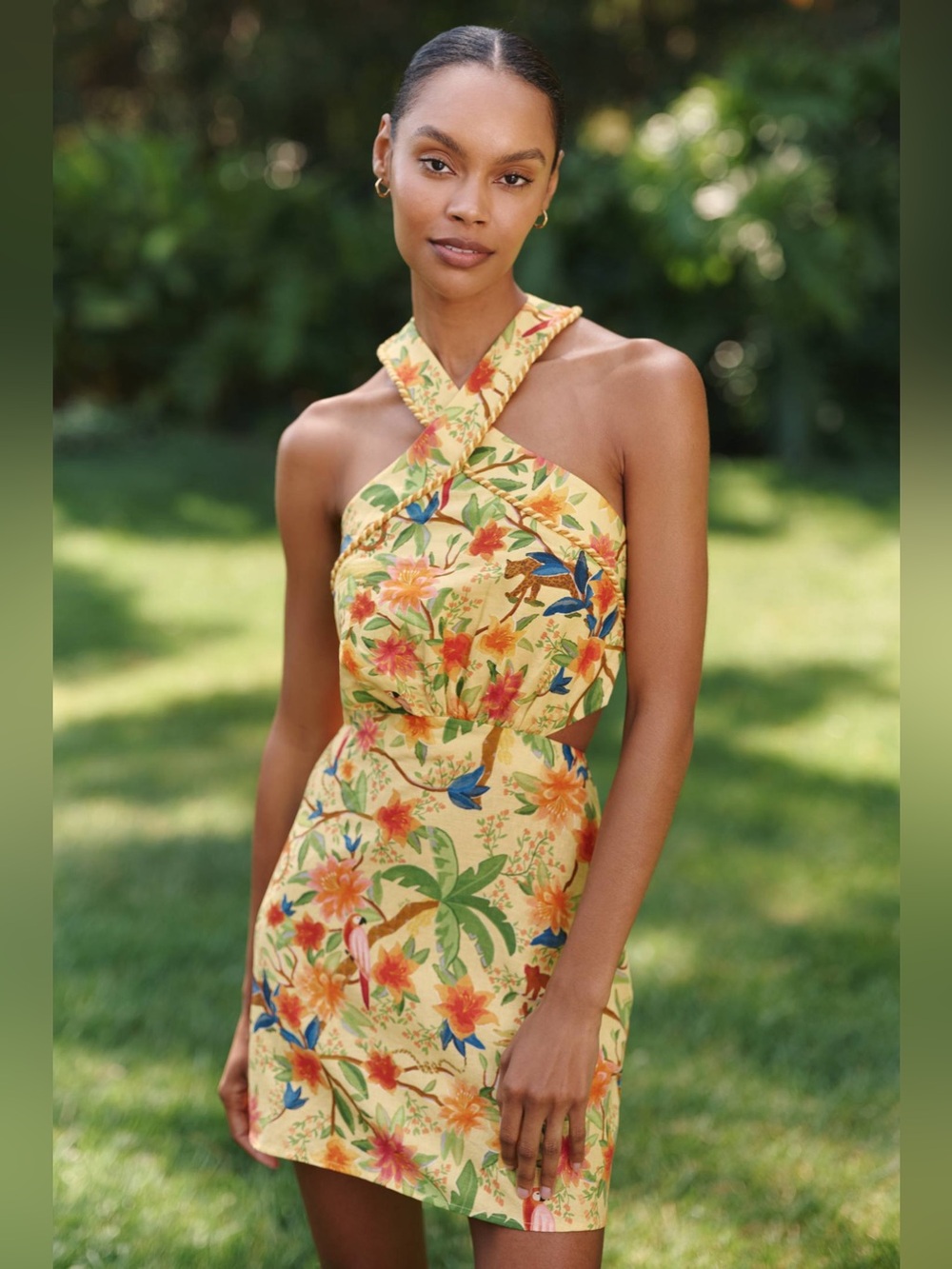 Farm Rio x Anthropologie Halter Mini Dress Size L NWT
